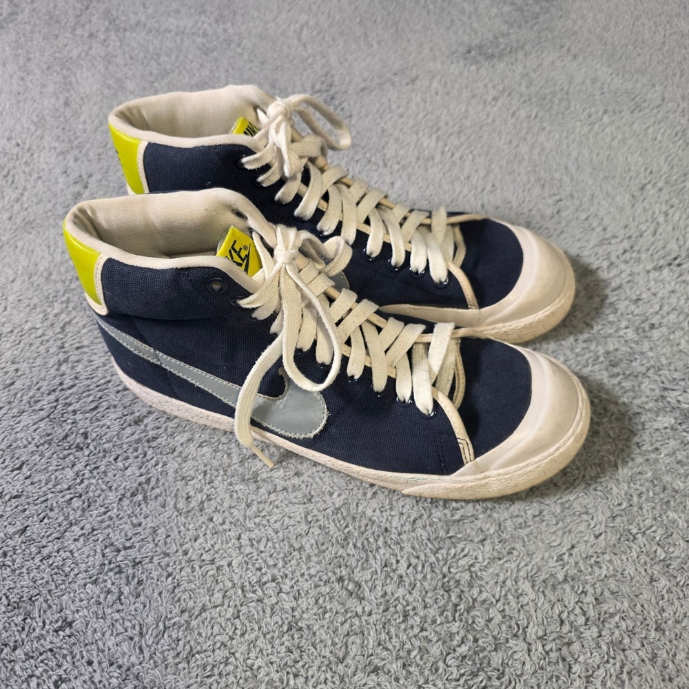 Nike Mens 9 Blazer Mid Navy Blue Reflective Silver Neon Yellow 316385-102 2007